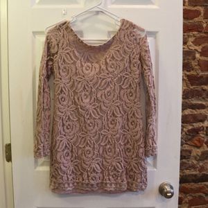 Mauve Long Sleeve Shift Dress